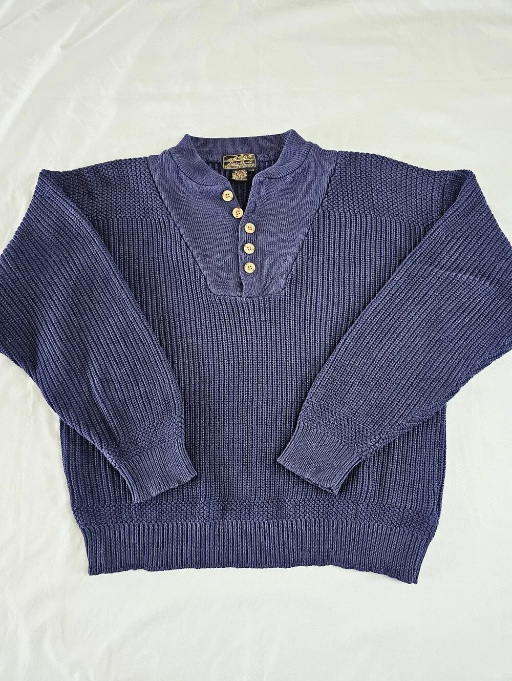 Eddie Bauer Vintage Pullover Ribbed Knit Chunky Sweater Sz Large Cozy Outdoors